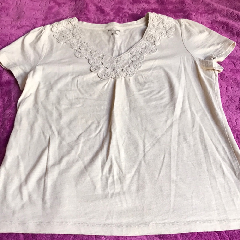 St.Johns bay v neck short sleeve top size MP tam color